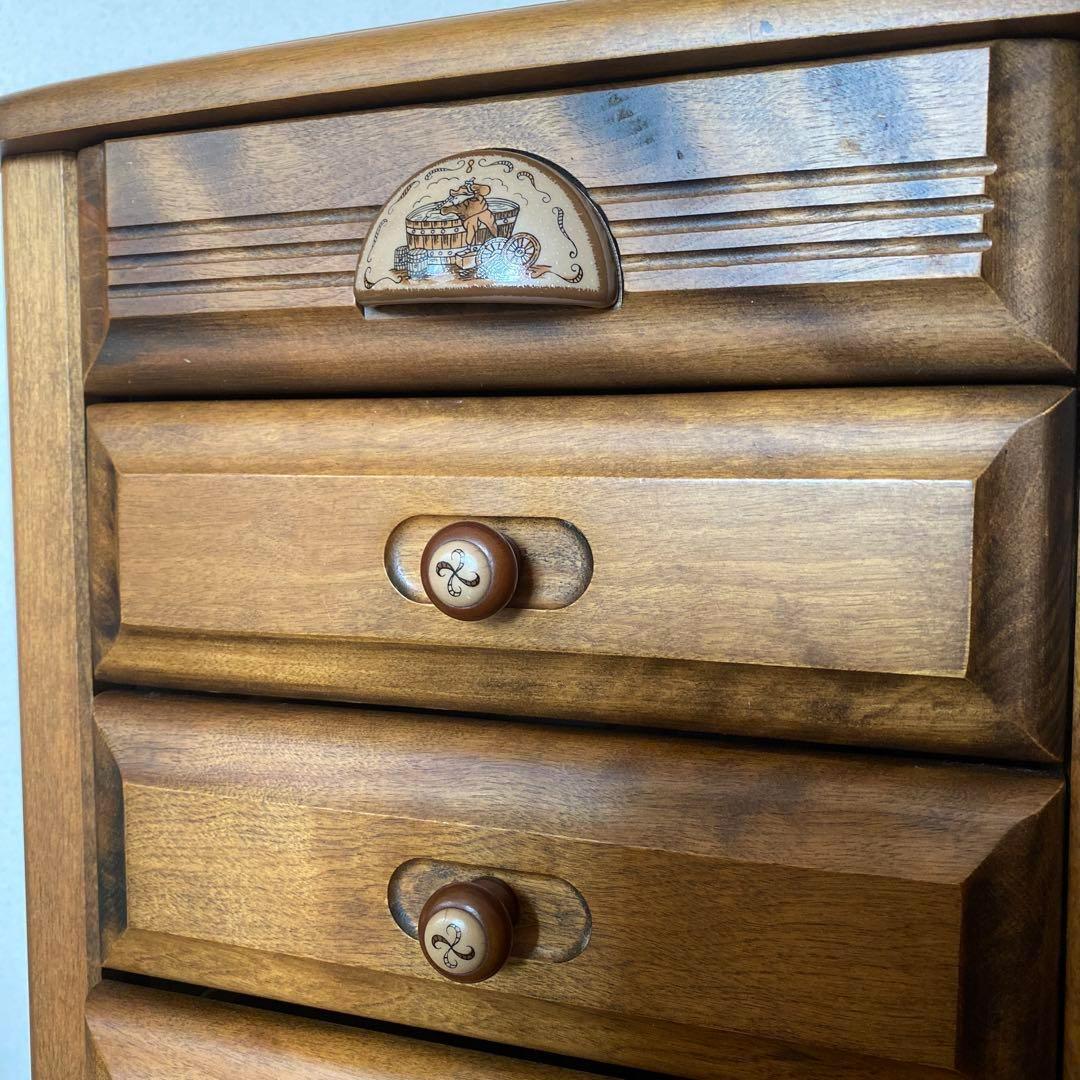 カントリー調 レトロ 引出し収納 電話台　FAX台