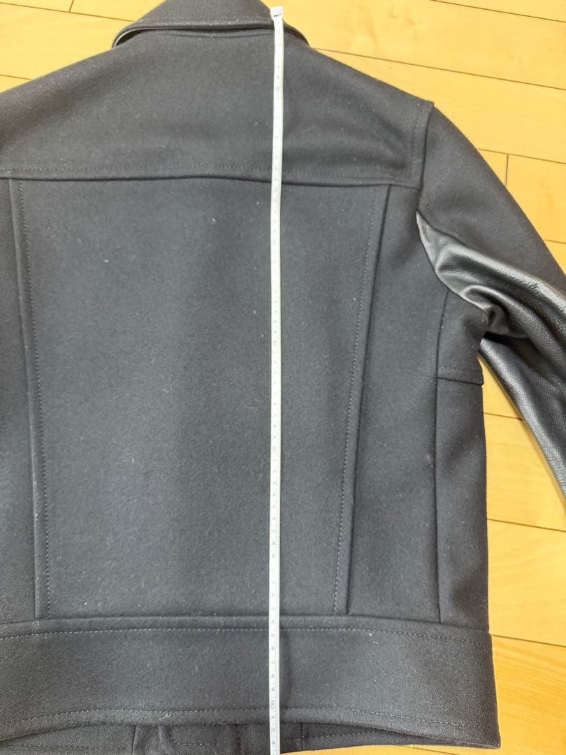 グッチ GUCCI メルトン ウール 袖レザー 切替 ミリタリー ジャケット