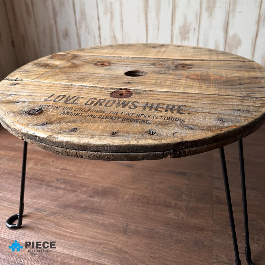 折り畳み ローテーブル 丸テーブル カフェ 木製 男前 インダストリアル