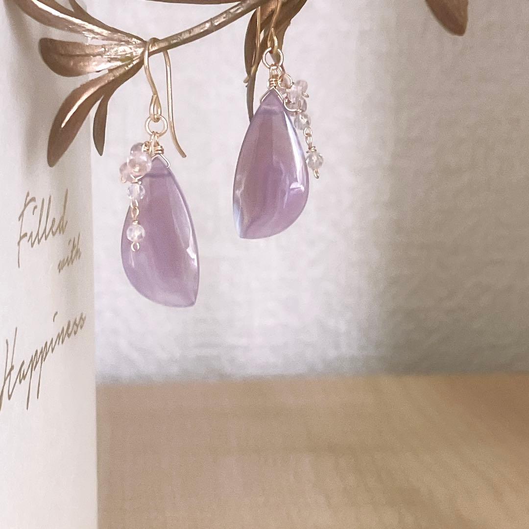 Kaya◆パープルアゲート×シルキーピンクサファイアピアス✧14kgf