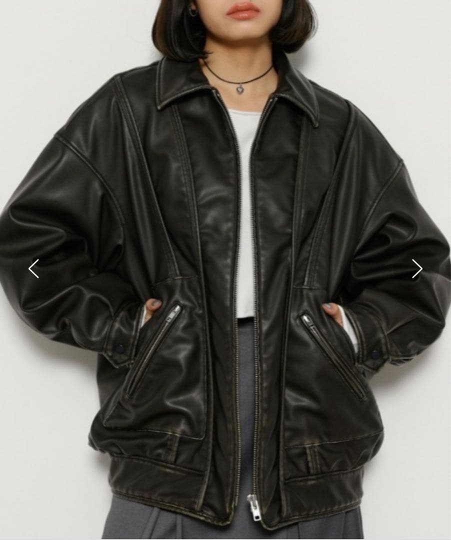 lagua gem フェイクレザーヴィンテージジャケット