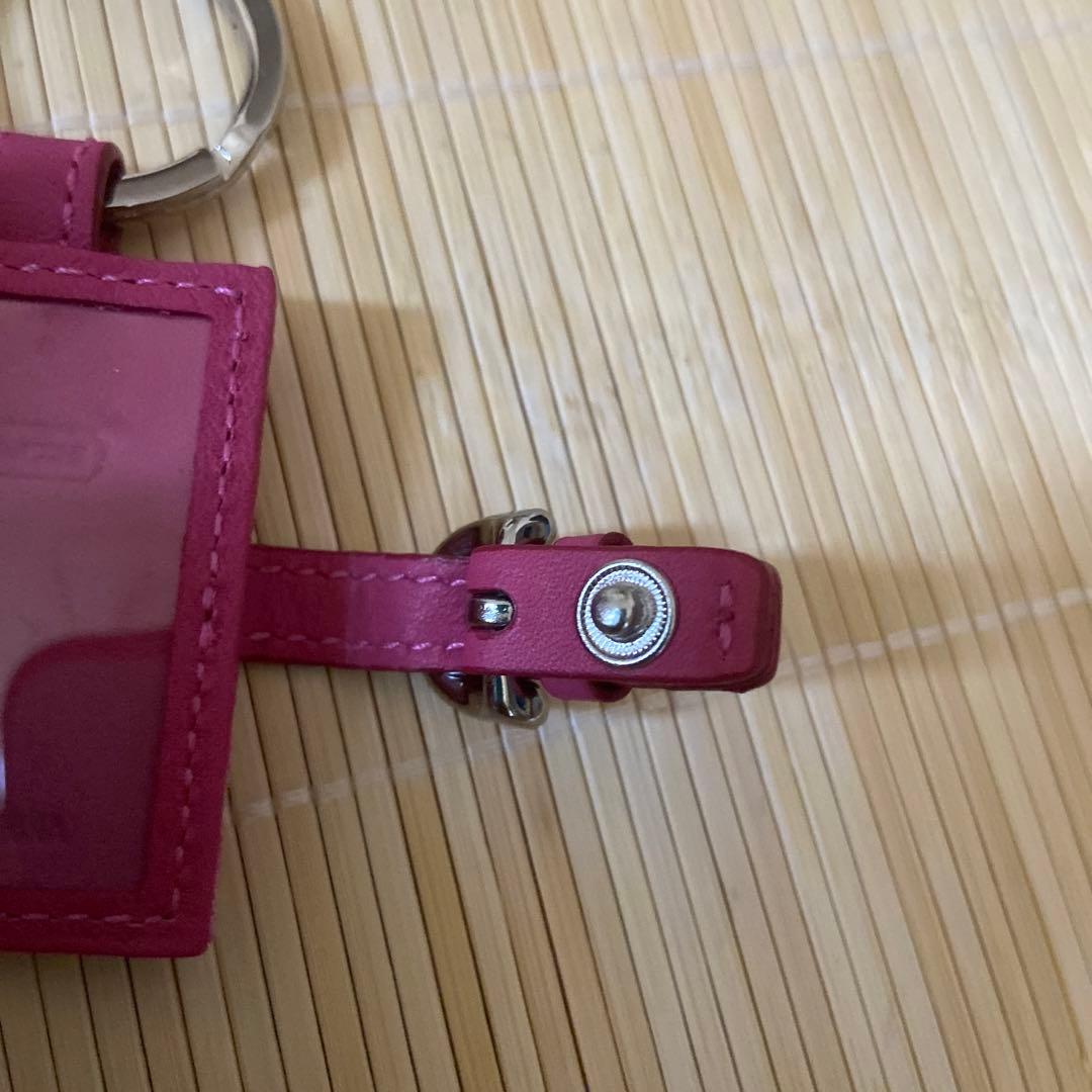 コーチ　手帳型　キーリング キーホルダー ピンク シグネチャー　ソーホータイプ