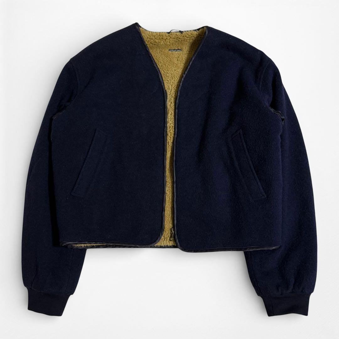 希少 90s エンポリオアルマーニ ウール ボア ボンバージャケット 短丈 黒