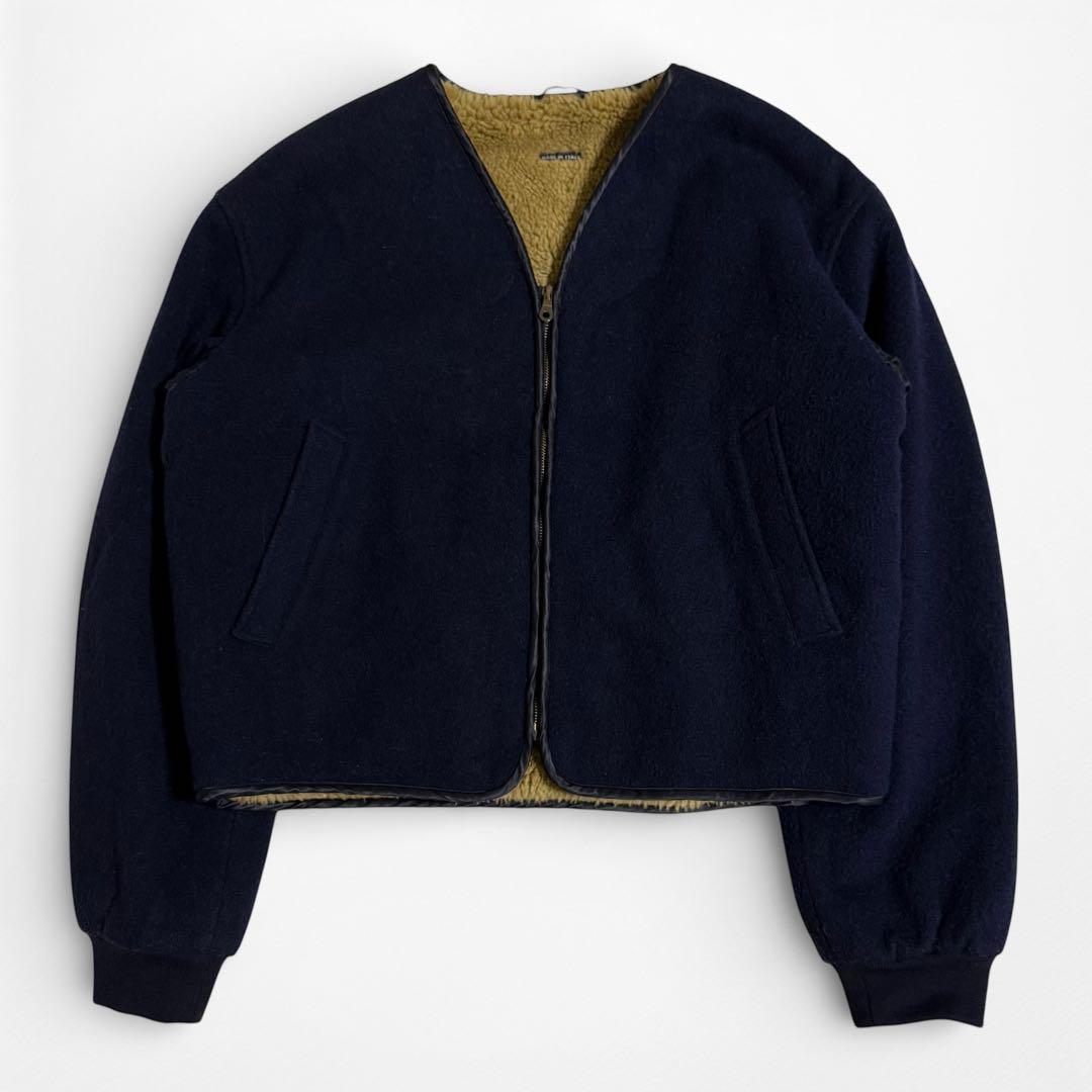 希少 90s エンポリオアルマーニ ウール ボア ボンバージャケット 短丈 黒