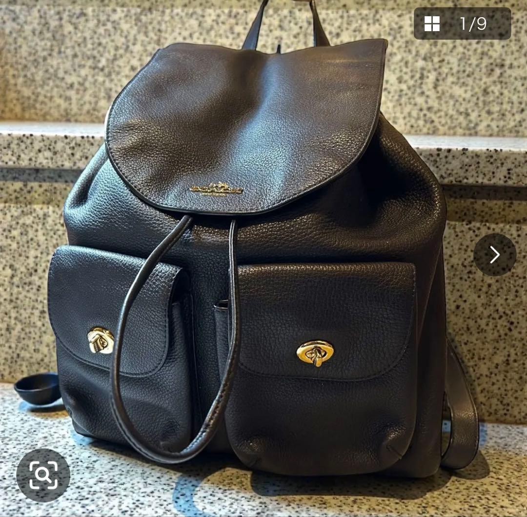 コーチ リュック ターンロック ネイビー 37410 美品