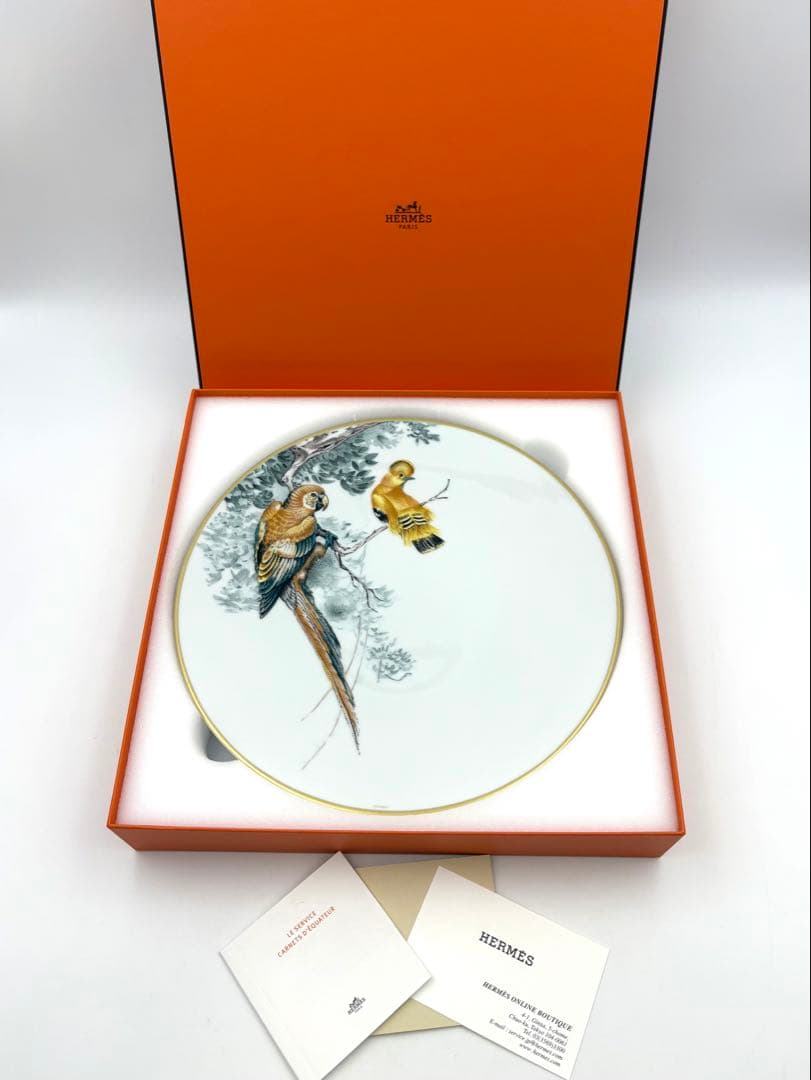 HERMES エルメス　赤道直下のスケッチ アメリカンディナープレート　鳥　箱付