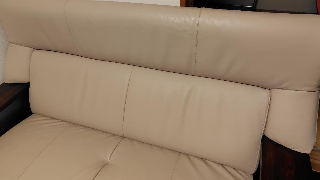 カリモク家具 2.5人掛けソファー ダンテ ベージュ 合成皮革 幅1550mm