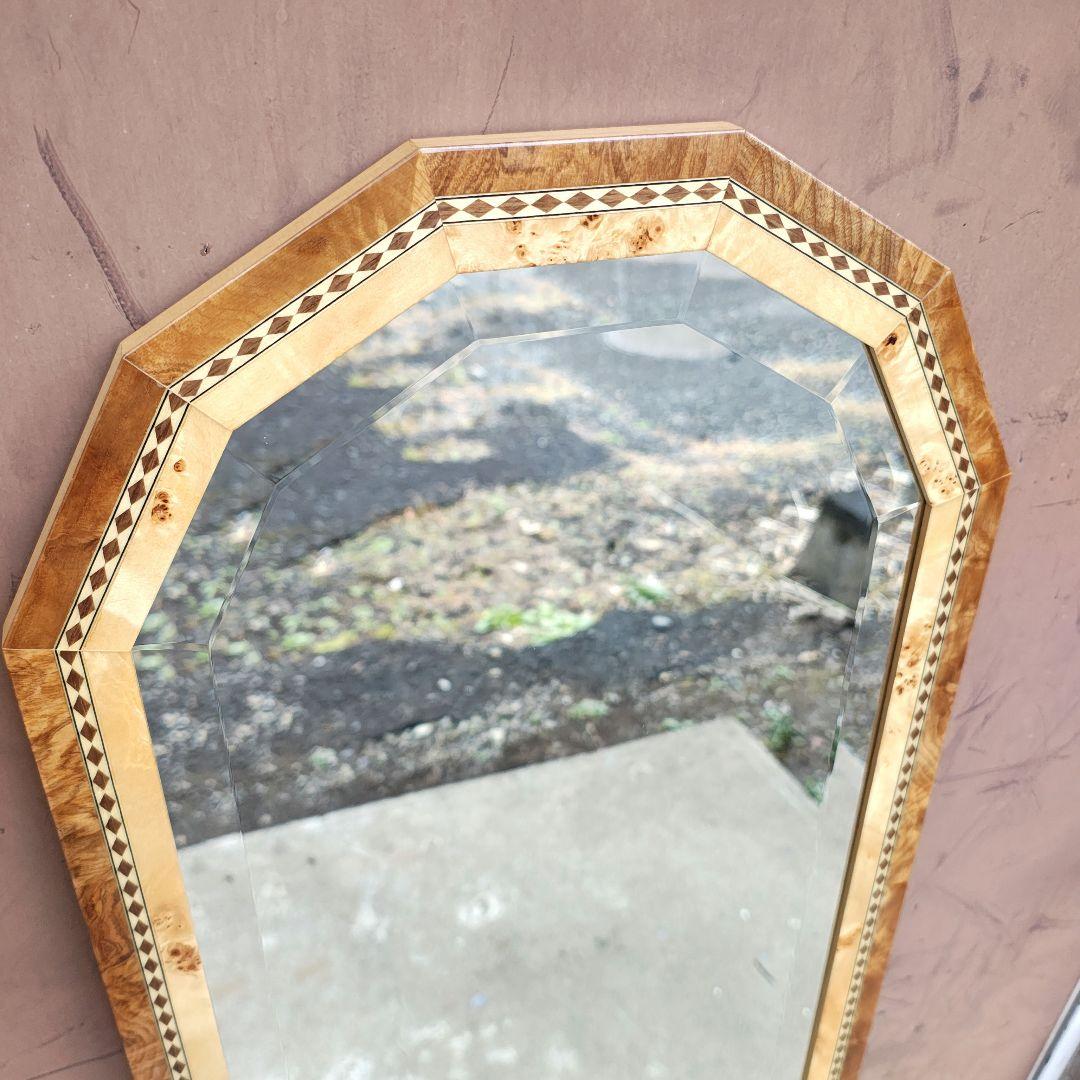 Italy【Wood Frame Mirror】木枠 象嵌 ウォールミラー