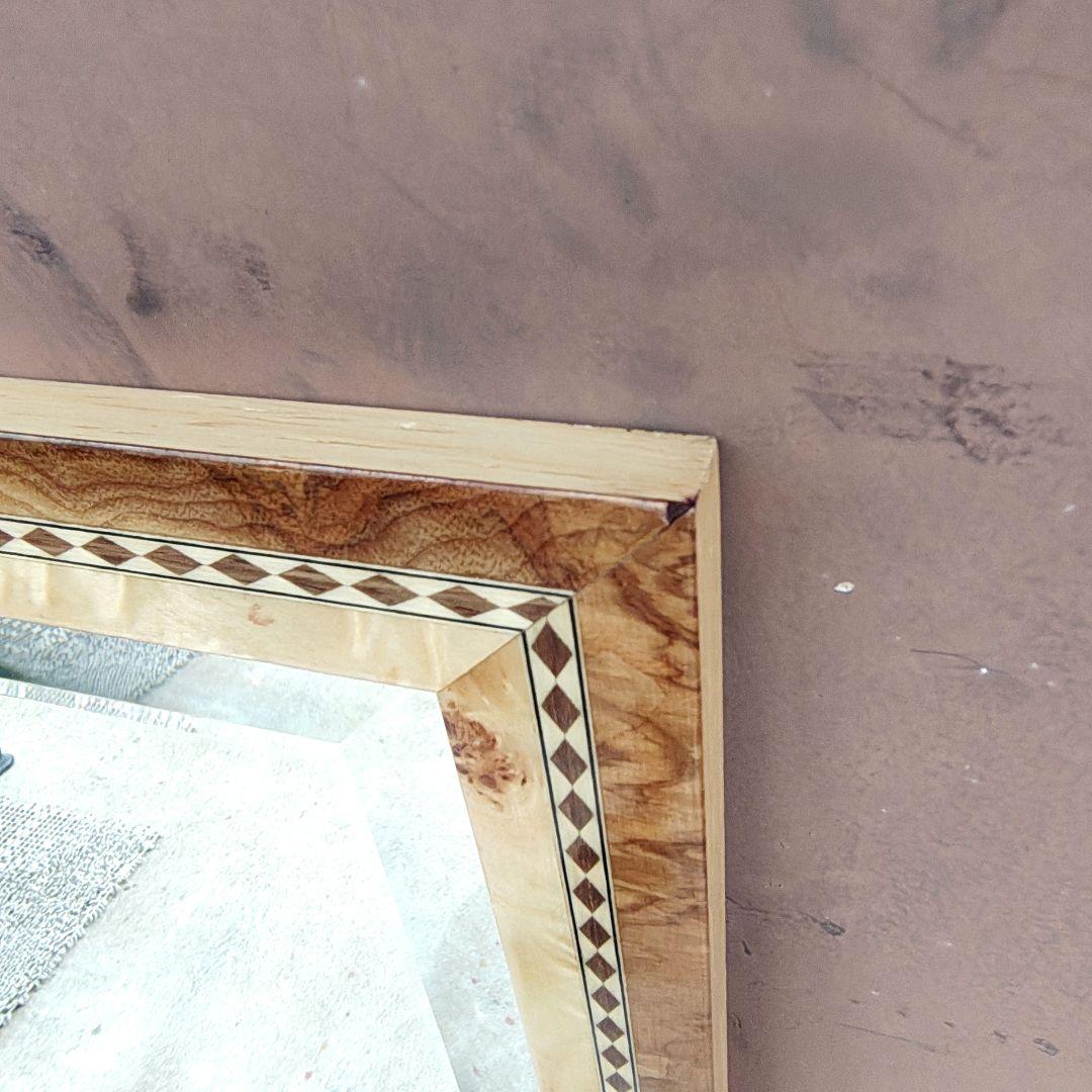 Italy【Wood Frame Mirror】木枠 象嵌 ウォールミラー