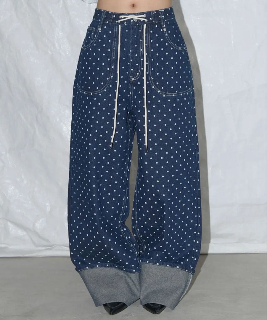 韓国ブランド　ファンシークラブ　ドット　デニムパンツ