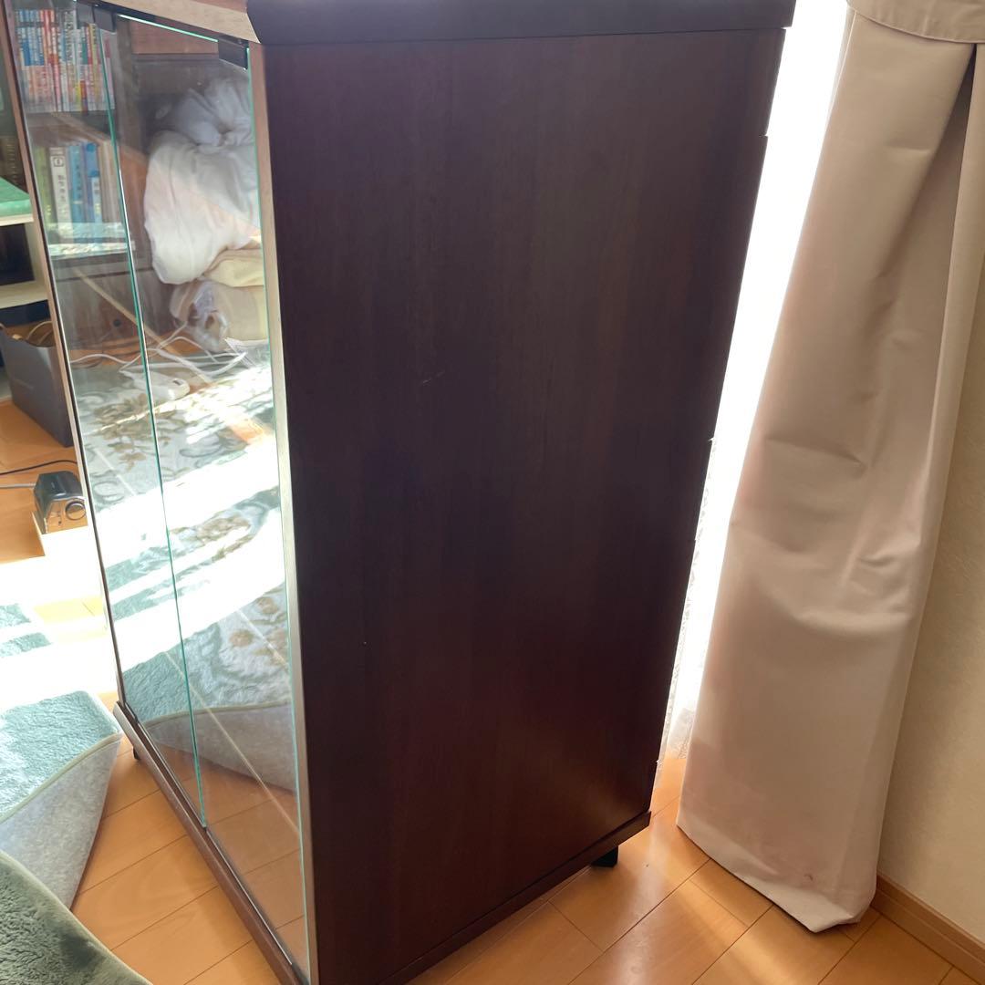 木製ラック ガラス扉&キャスター付き