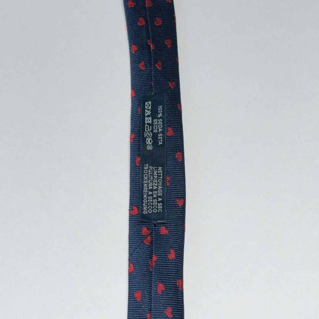 エルメス ネクタイ シルク ハート柄 339317T 現行モデル 刺繍 ネイビー