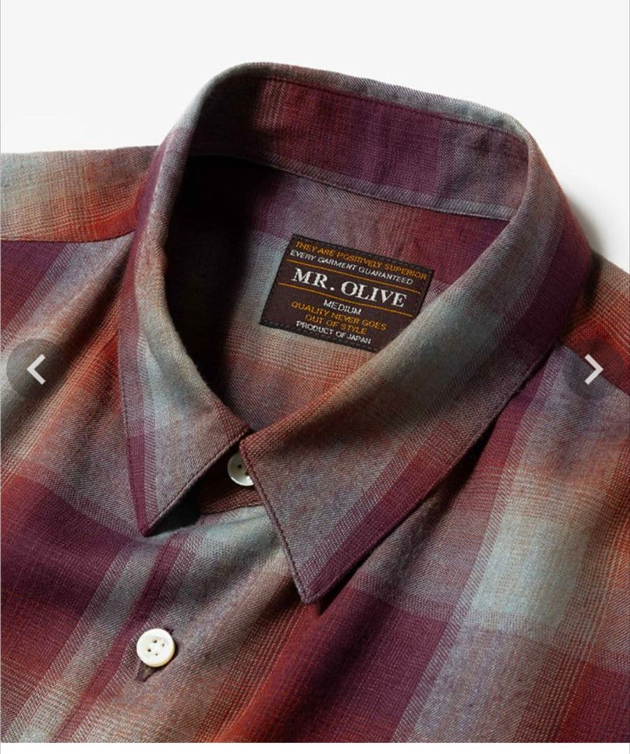 【新品未使用】MR OLIVE　長袖チェックシャツ　グリーン　Lサイズ