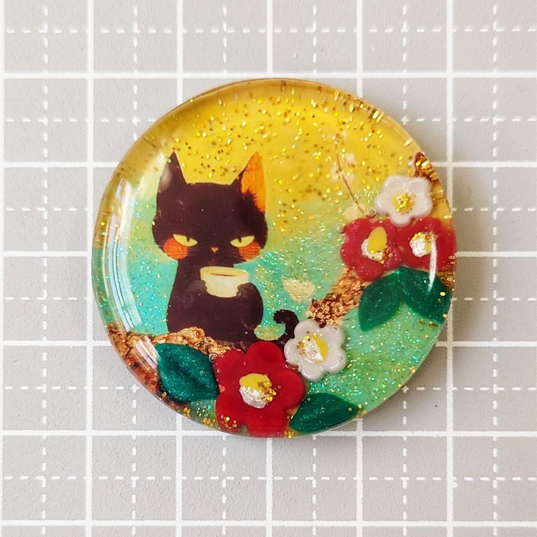 レジン　猫　ヘアゴム　ブローチ　ポニーフック　No.453