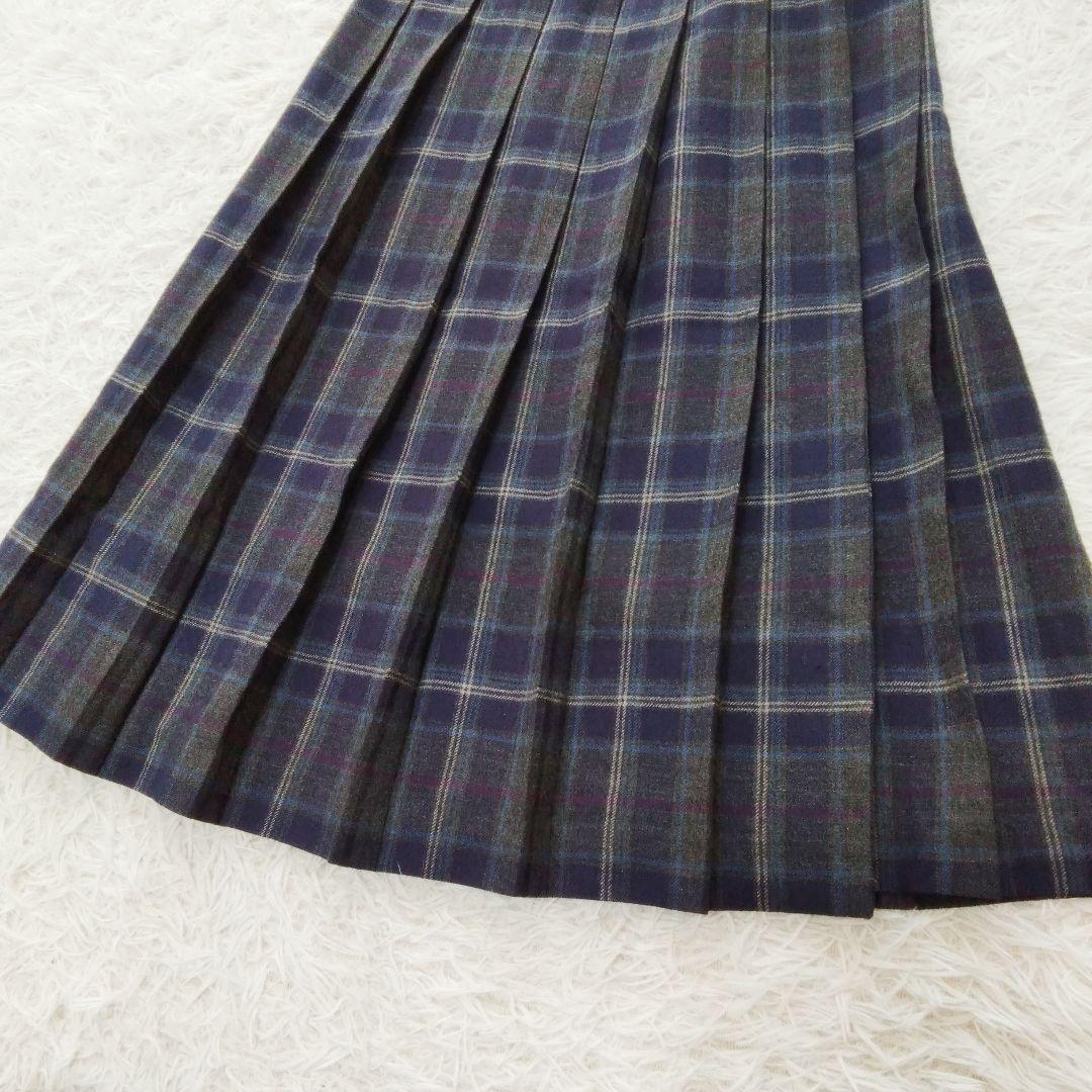 マーガレットハウエル プリーツラップスカート チェック ウール