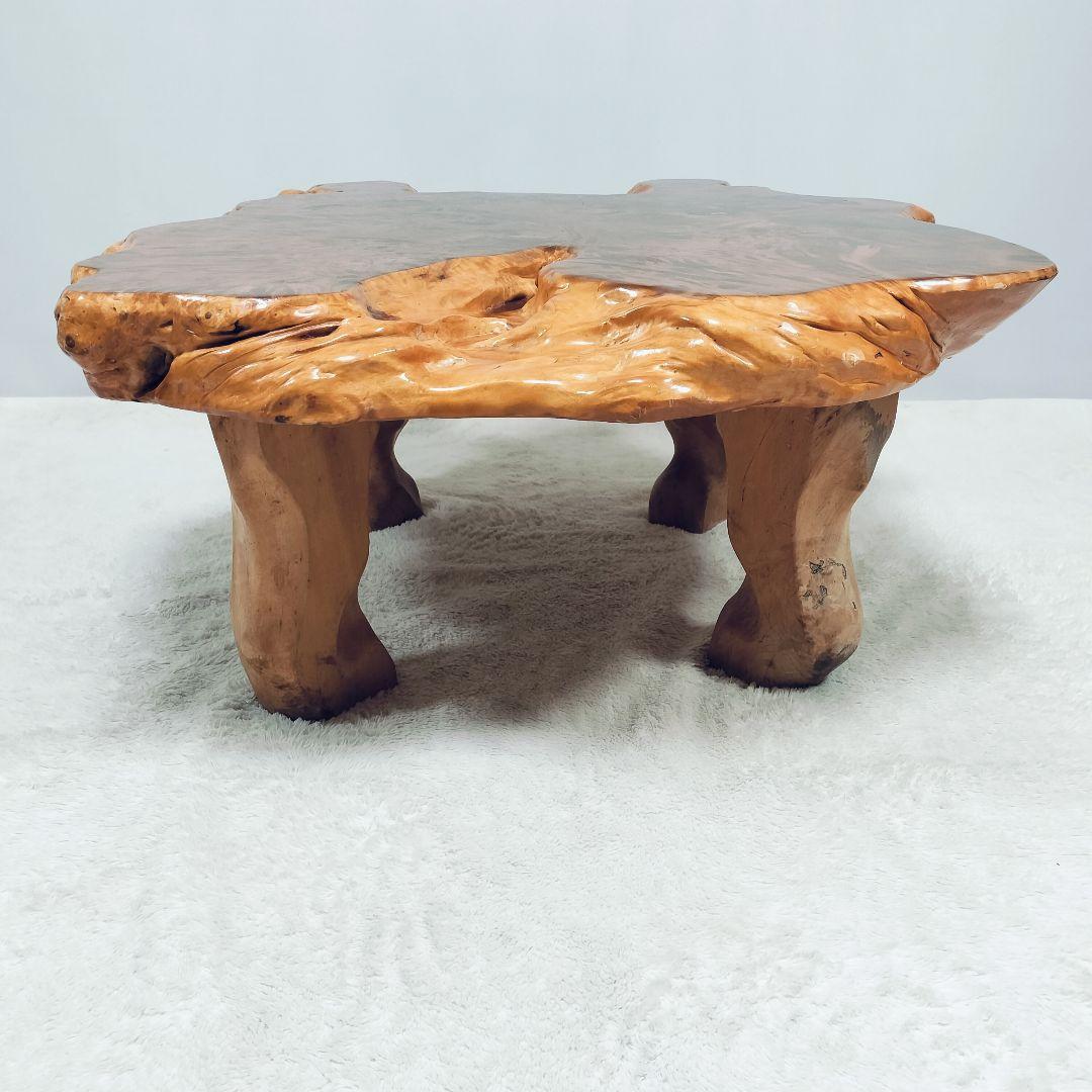 【一点物】天然 木の根テーブル 座卓 センターテーブル 無垢材 厚み6.5cm
