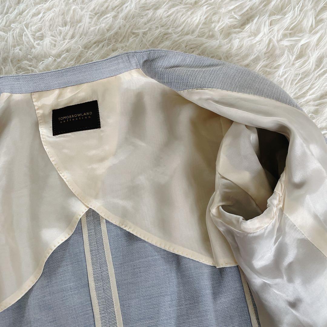 【トゥモローランド】ノーカラージャケット パンツ セットアップ イタリア生地36