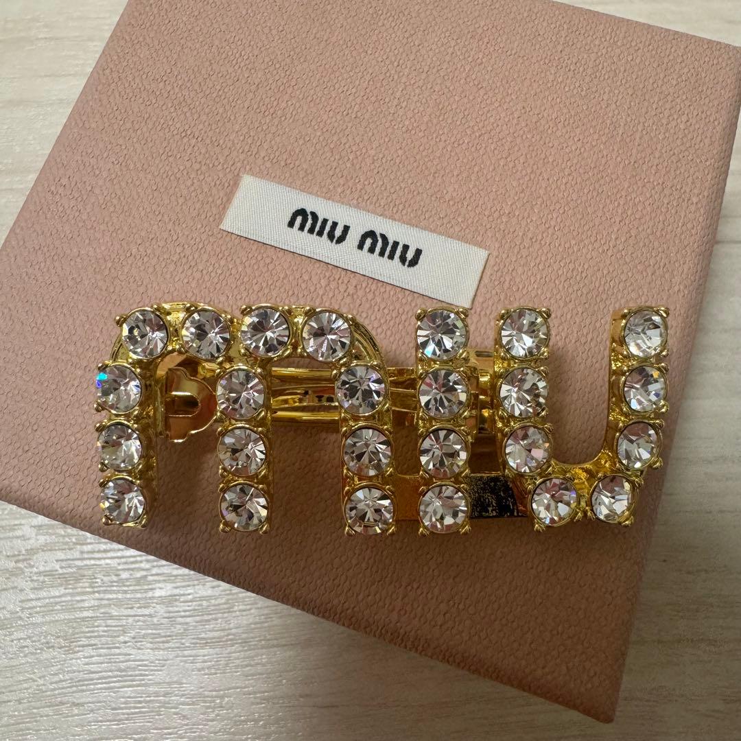 未使用☆正規品　ミュウミュウ　ビジューロゴ　ヘアクリップ　バレッタ　ヘアアクセ