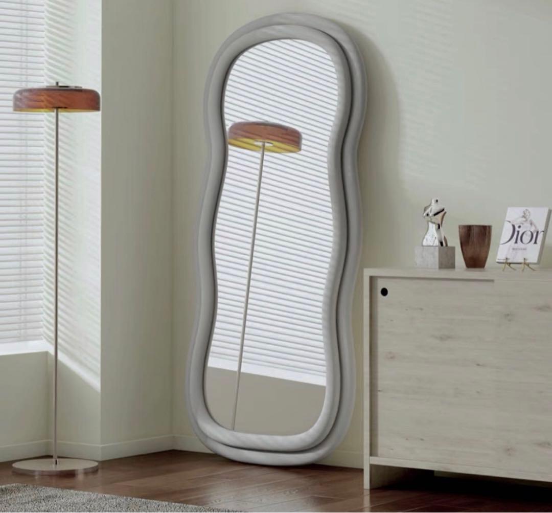 セール期間　薄灰色姿見鏡　ミラー 全身鏡　160cm x 60cm  おしゃれ