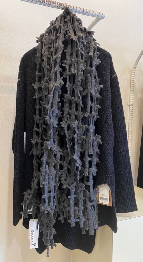 Ground Y グレー ウールマフラー