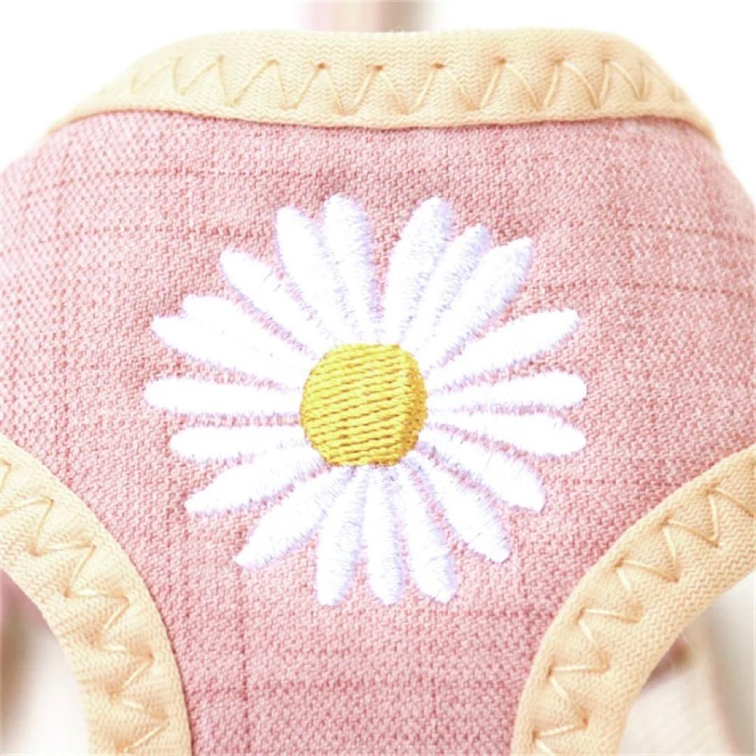 専用【新品】花刺繍入りハーネス.リード.ポーチ3点セット《ブルーS》　首輪犬服