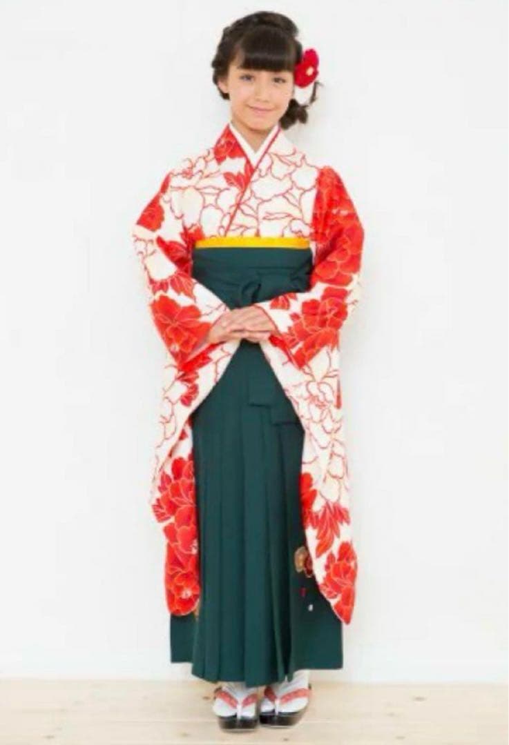 花柄着物と袴セット 小学生　卒業式