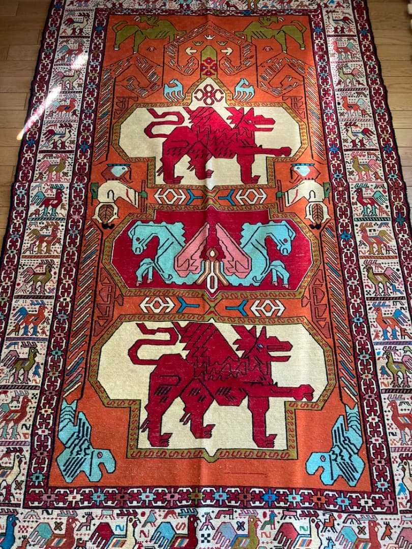 【在庫一掃セール】アルデビル キリム シルク 200cm×124cm