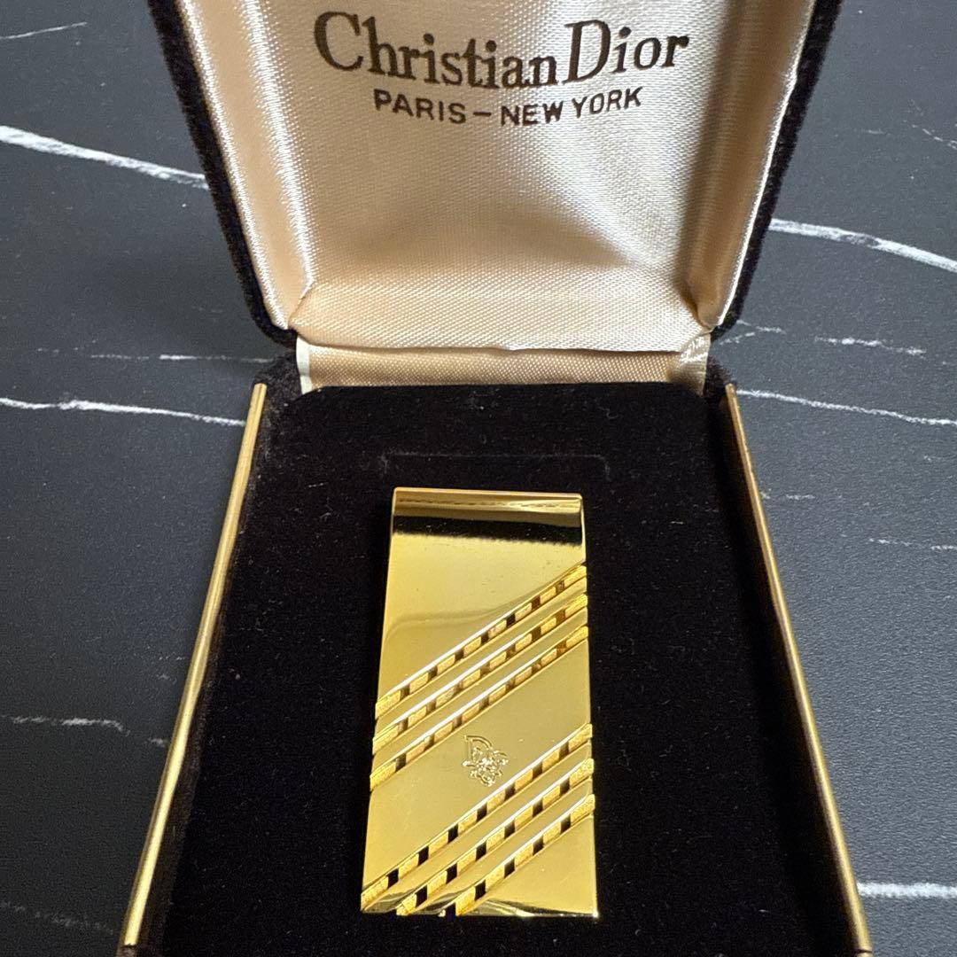 美品Christian Dior ゴールド マネークリップ 専用ケース付き