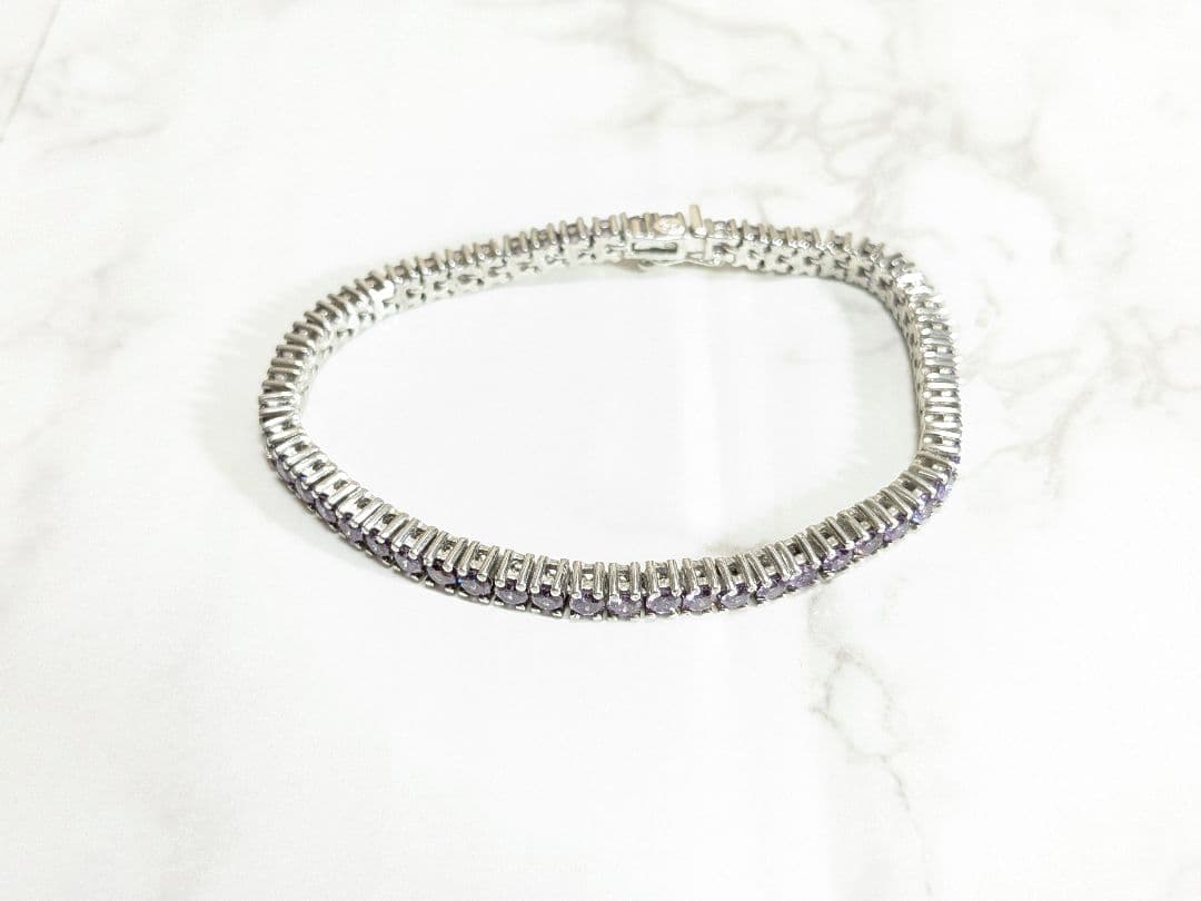 美品　スタージュエリー　テニスブレスレット　シルバー クリスタル パープル