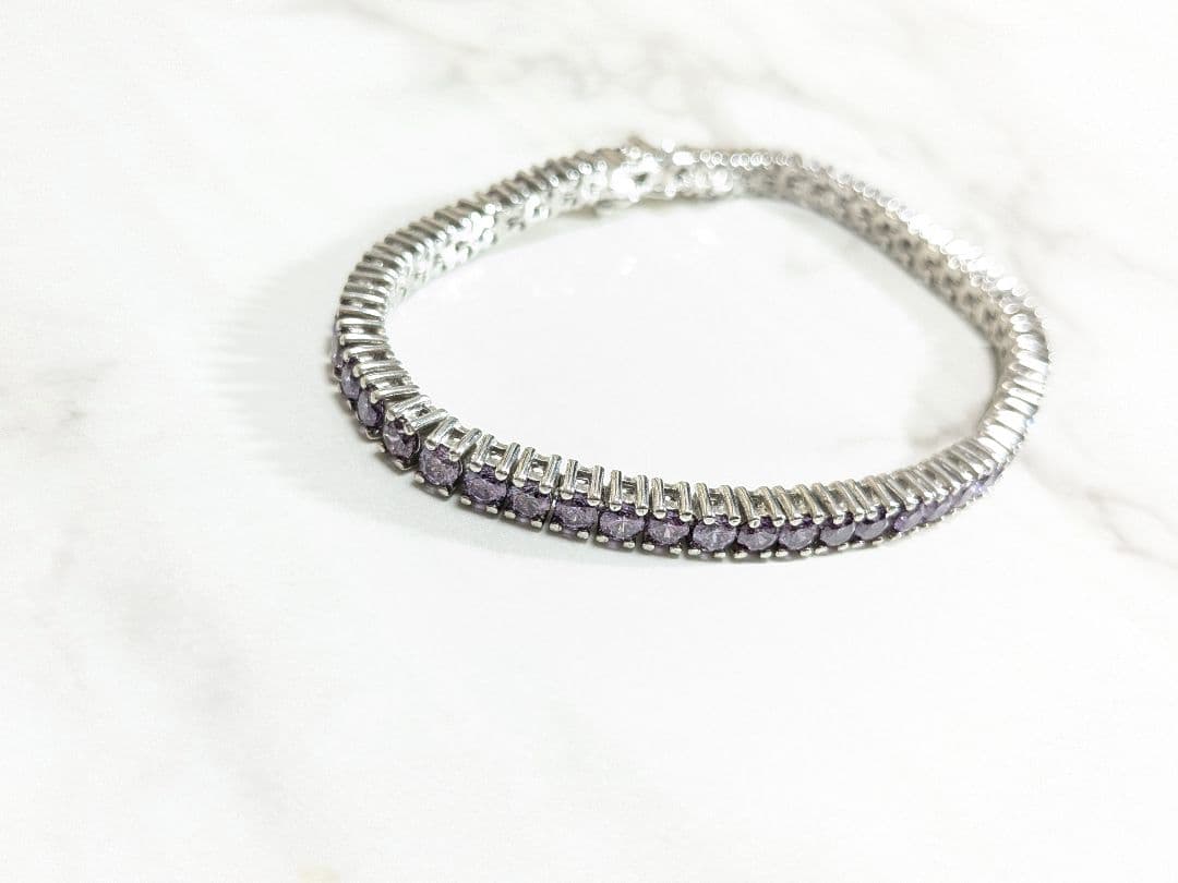 美品　スタージュエリー　テニスブレスレット　シルバー クリスタル パープル