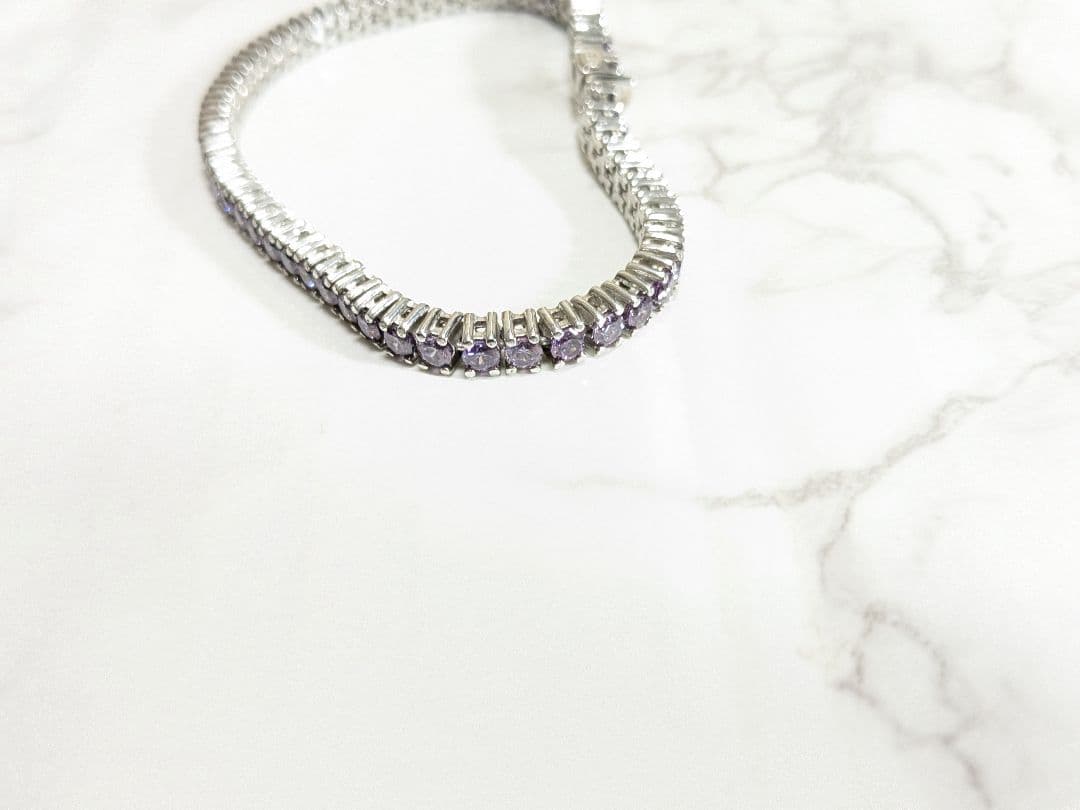 美品　スタージュエリー　テニスブレスレット　シルバー クリスタル パープル
