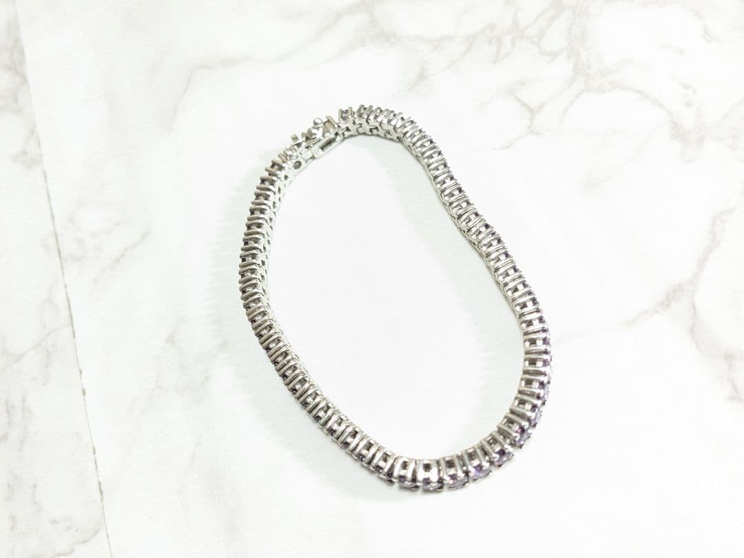 美品　スタージュエリー　テニスブレスレット　シルバー クリスタル パープル