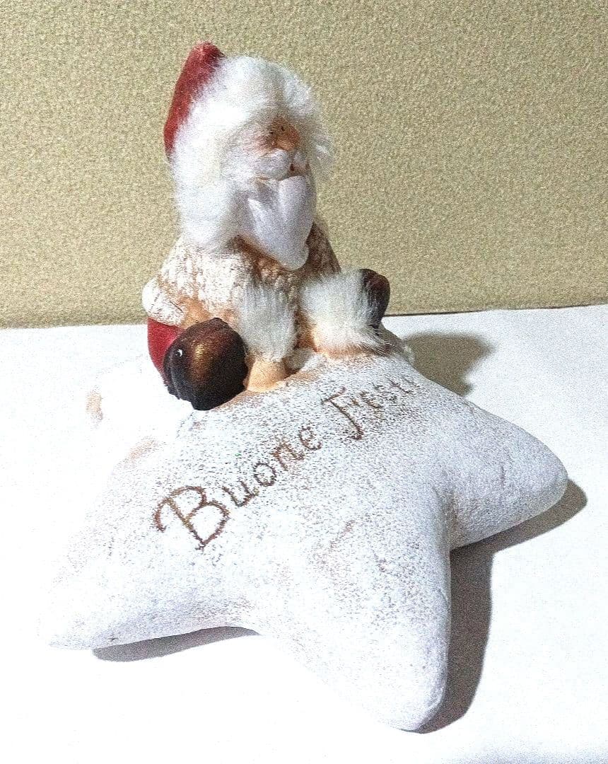 【アンティーク風】【Buone Feste】 サンタクロース 陶器置物 2セット