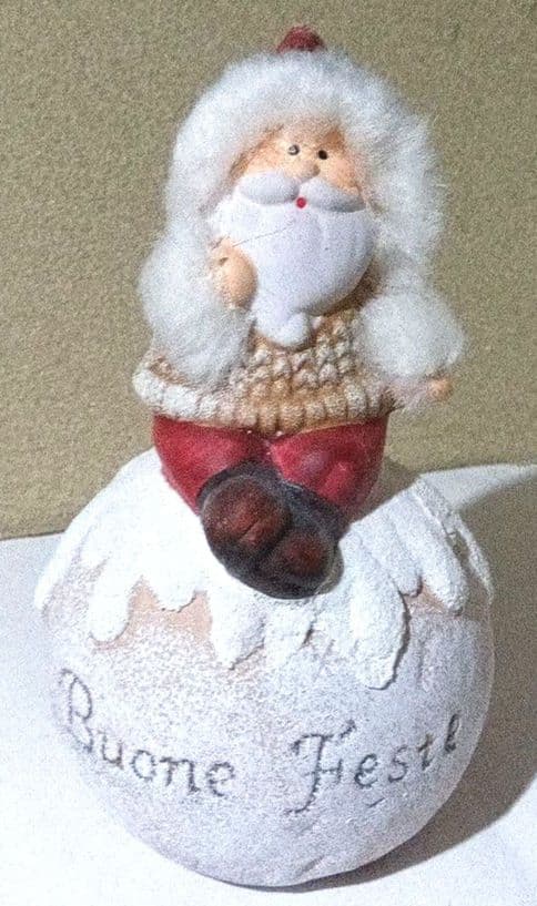 【アンティーク風】【Buone Feste】 サンタクロース 陶器置物 2セット