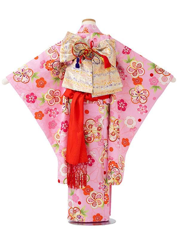 四つ身セット　ねじり梅　ピンク