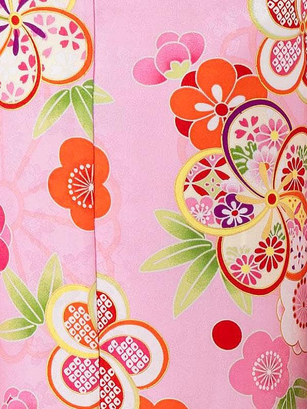 四つ身セット　ねじり梅　ピンク