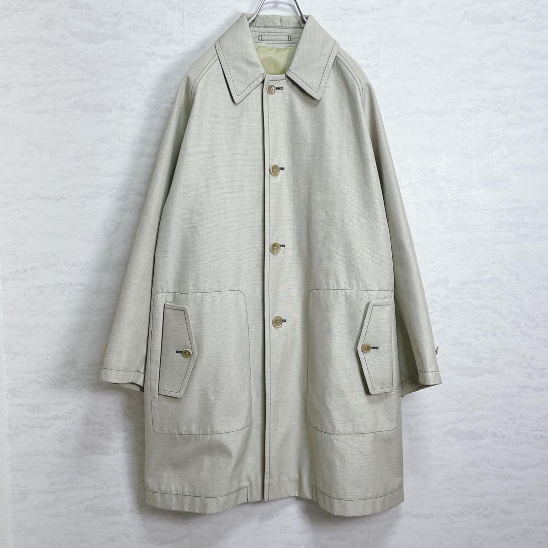 美品『トゥモローランド』バルマカーンコート シルク混 ボンディング タッタソール