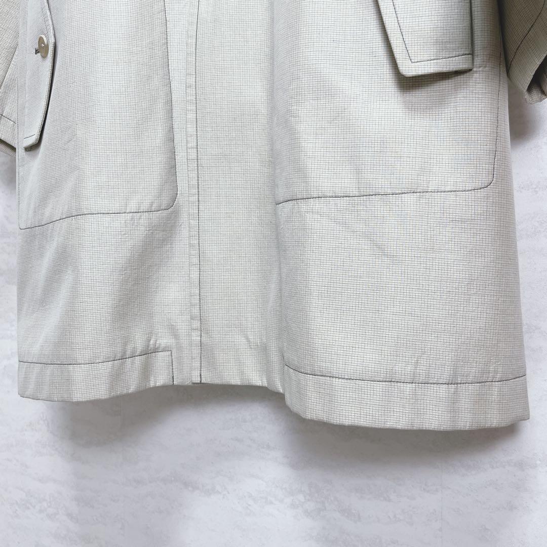 美品『トゥモローランド』バルマカーンコート シルク混 ボンディング タッタソール