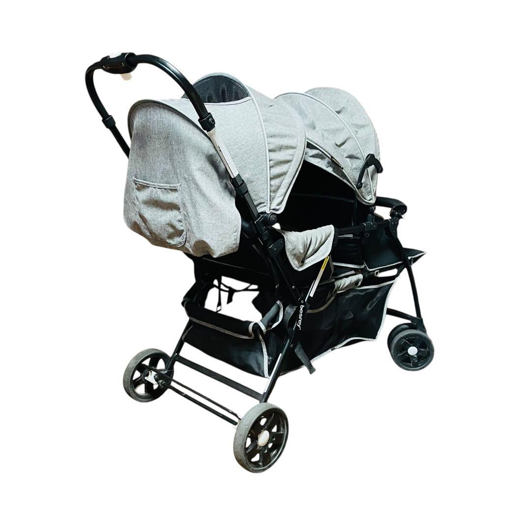 【美品】besrey ベスレイ 2人乗り 縦型 ベビーカー 双子 年子