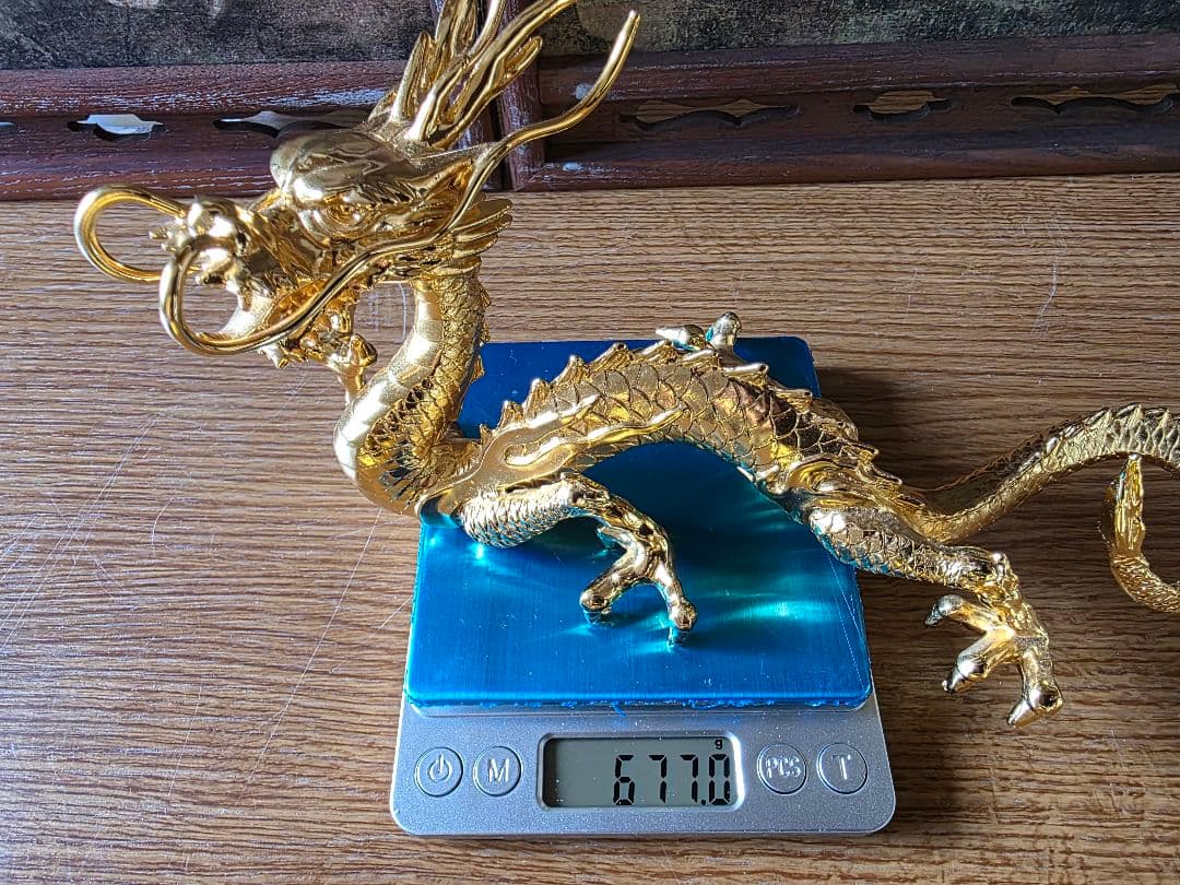 ルチル&金龍　置物　開運　金運　風水　龍神様 　ルチルクォーツ　縁起物