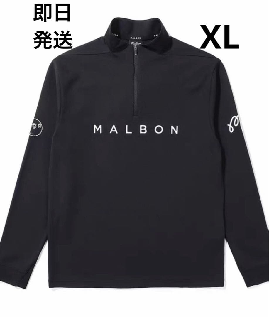 黒　 XL 新品　マルボンゴルフ MALBON GOLF 　ハーフジップ