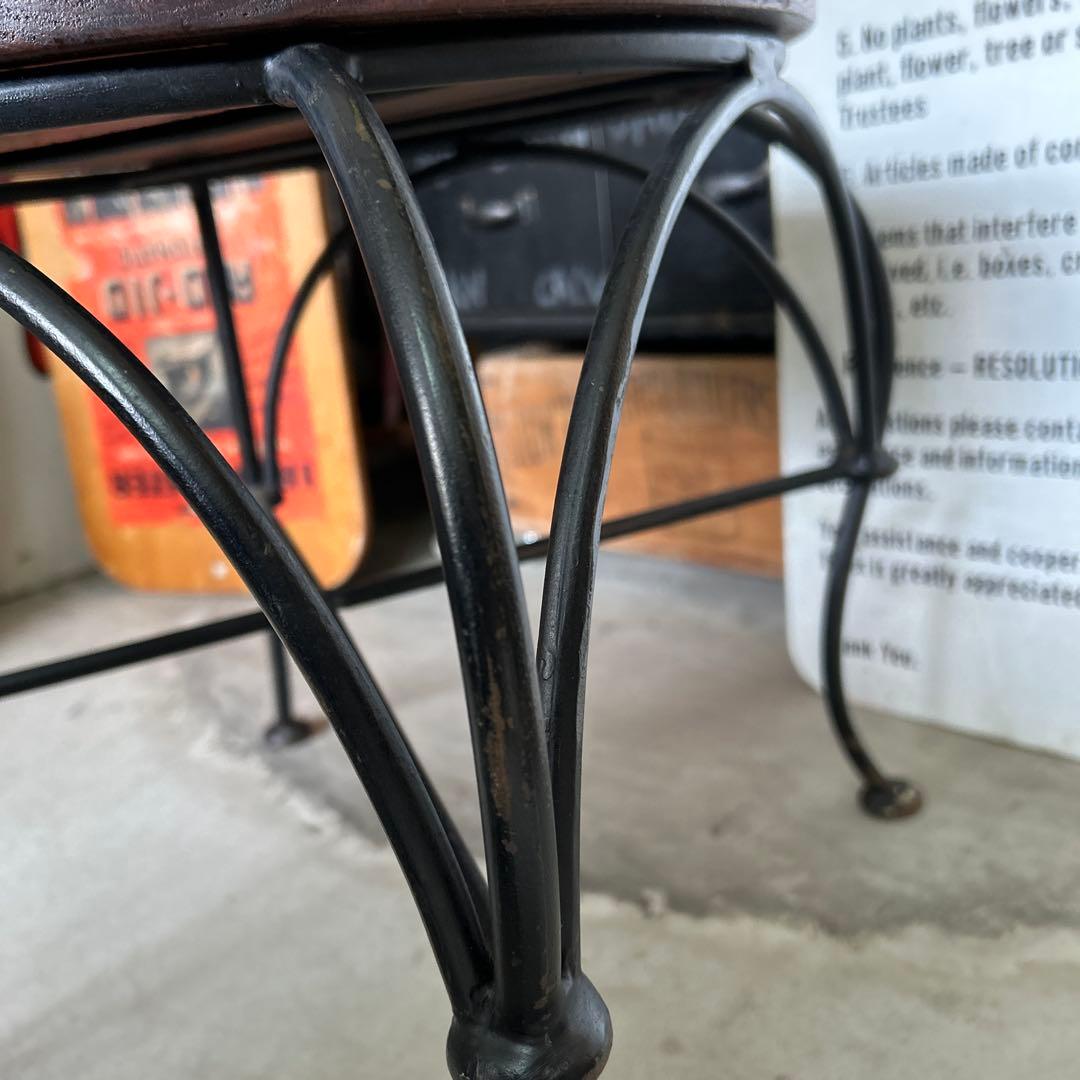 ヴィンテージ インダストリアル アイアン ウッド スツール チェアー 椅子 B