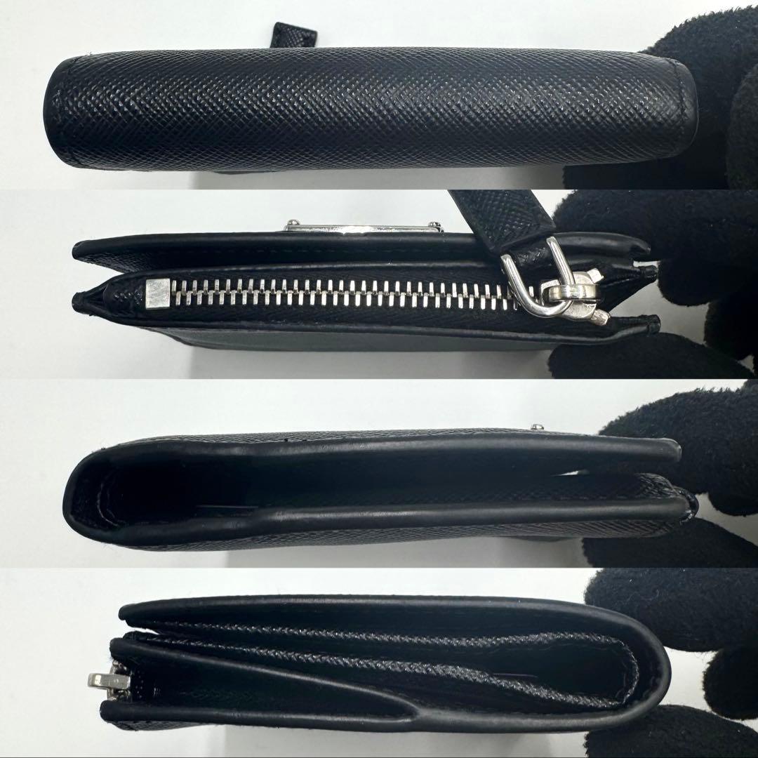 【未使用品級✨】プラダ サフィアーノ 二つ折り財布 ロゴプレート 2ML049