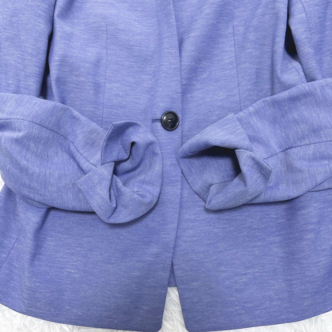 美品✨【洗える】PLST リネン混 ノーカラー パンツスーツセットアップ M