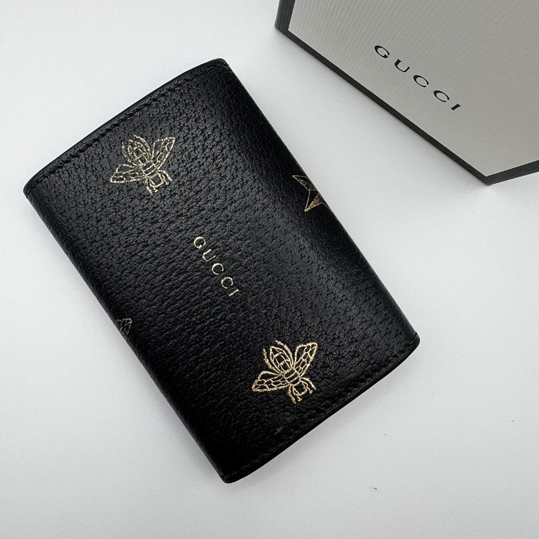 GUCCI★グッチ ビー＆スター 6連キーケース ブラック ゴールド 箱付