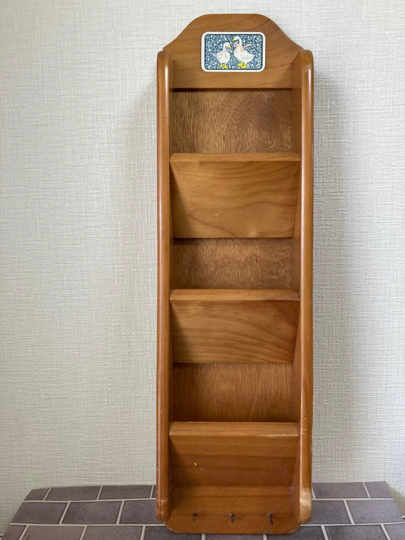 木製　レターラック【高さ53.5cm横幅14.5cm奥行き6cm】