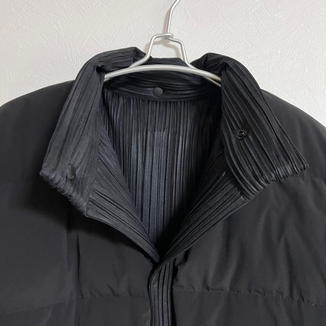 プリーツプリーズ ISSEY MIYAKE ロングダウンコート ブラック M
