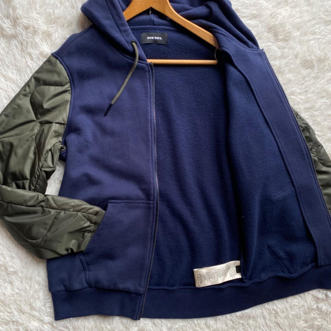 ディーゼル☆未使用に近い　異素材切替パーカー　Lサイズ！メンズアウター　ブルゾン