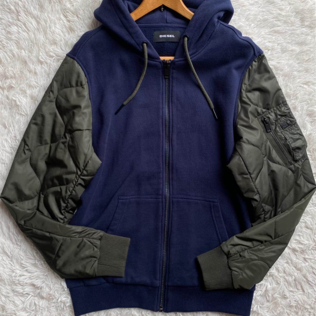 ディーゼル☆未使用に近い　異素材切替パーカー　Lサイズ！メンズアウター　ブルゾン