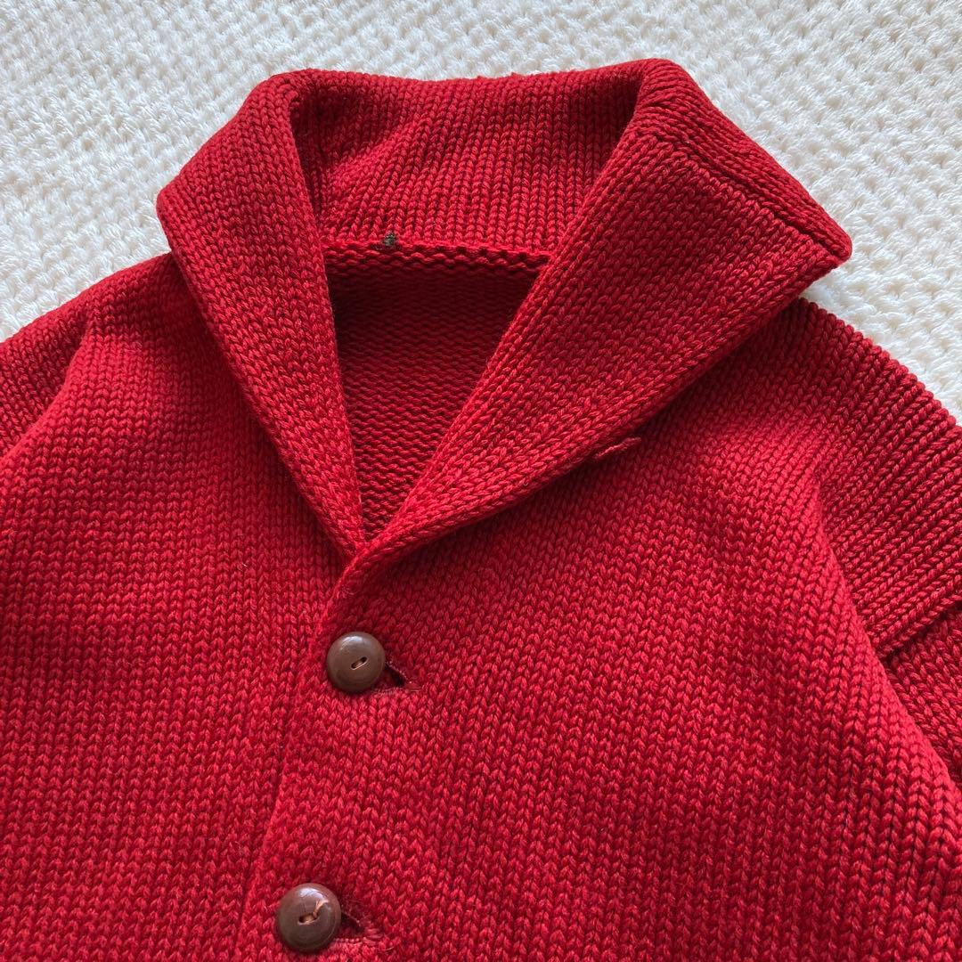 美品 30s 40s ビンテージ ショールカラー カーディガン ワインレッド